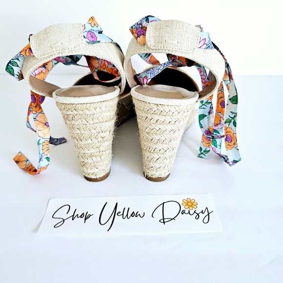 Crown & Ivy Lawndale Womens Floral Print Espadrille Wedge Sandals Sz 9.5~SH162.1 - Picture 4 of 8